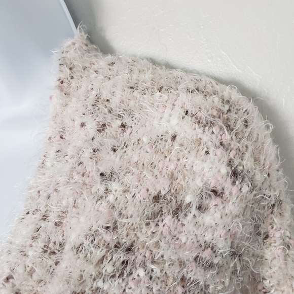 P.J. Salvage Small Eyelash Duster Cardigan White Brown Pink Soft Comfy Plush Top - Picture 2 of 9